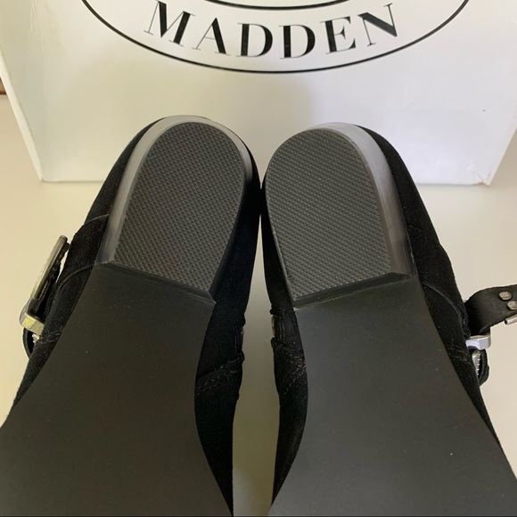 Steve Madden Cuff Black Suede Western Ankle Boots Buckle US 9.5 M - Picture 6 of 8